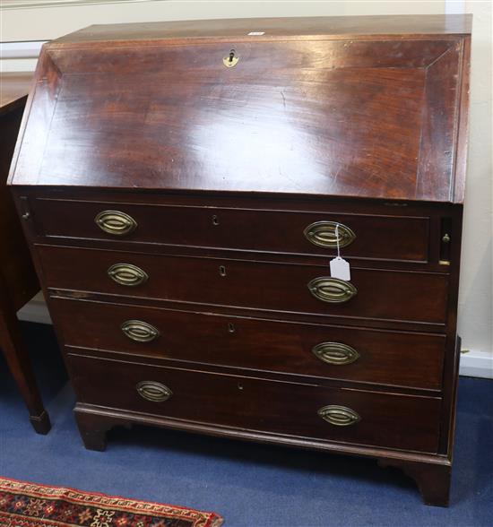 A George III mahogany bureau, W.96cm